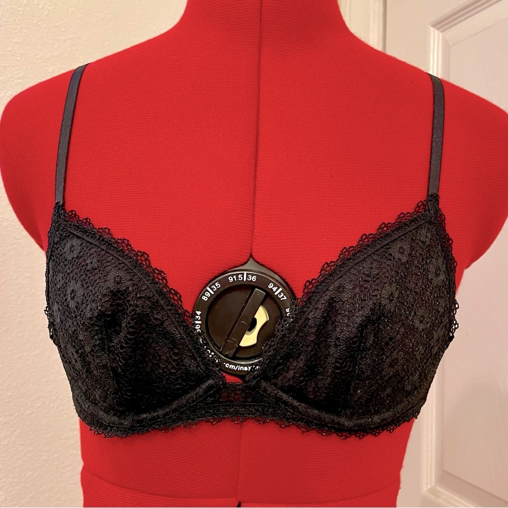 Victoria’s Secret mesh lined black floral lace bra underwire lounge bralette S